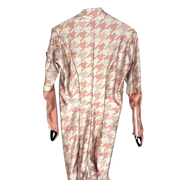 Racysuits Women's 1 Piece Ski Racing Suit in Pink/White Houndstooth Size S - Picture 8 of 9
